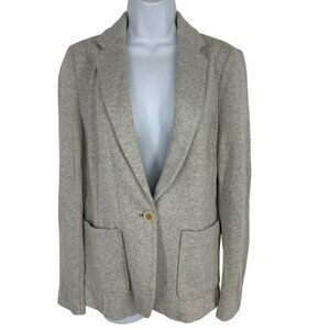 Zara Basic Womens Heather Gray Blazer Jacket With Pockets & Button Front Size M